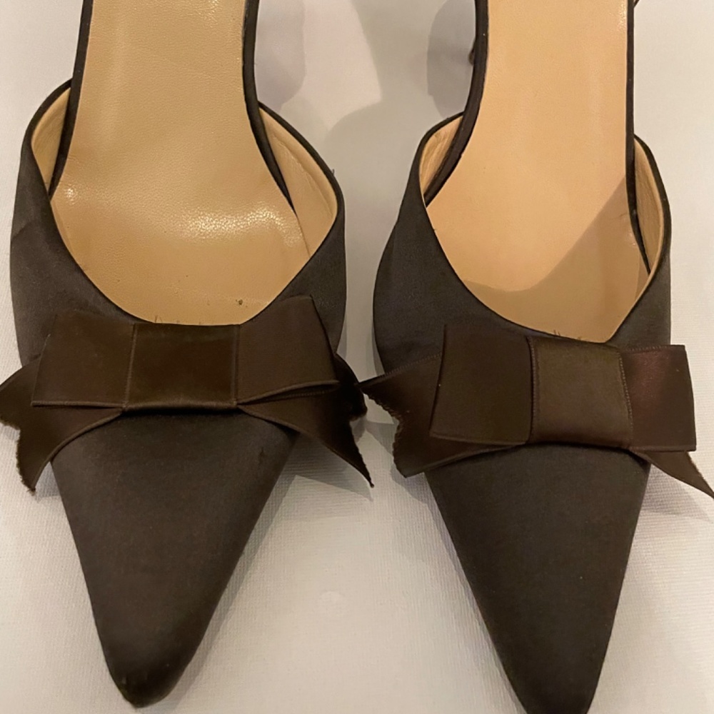 J. Crew Brown Satin Bow kitten heels - Picture 2 of 6
